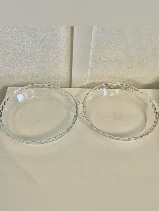 Pyrex Other - 2 Vintage Pyrex #229 Clear Glass Deep Dish 9.5" Scalloped Fluted Edge Pie Plates